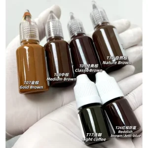 NUOJO OEM Semi Permanent Microblading Brow Nano Pigment 5ML PMU Ink 6 Shades of Brown Non Toxic Vegan Cosmetic Tattoo Ink