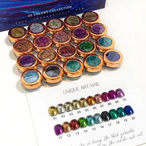 Nail Art Chrome Powder Gold Silver Metal Mirror Pigment 20-Color Collection