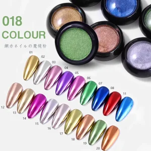 Nail Art Supplies Acrylic Sequin Chrome Pigment Glass Aurora Mermaid Glitter Powder 18 Colors Solid Magic Mirror Powder