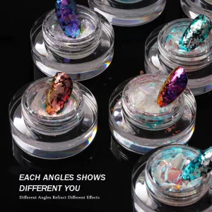 Nail Beauty for Transparent Chameleon Flake Pigment for Nail Chrome Powder Art Decoration