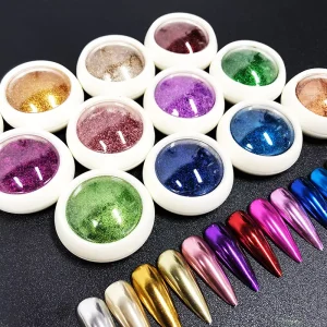 Nail Mirror Chrome Shimmer Glitter Holographic Powder Colors Dust Metallic Effect Pigment Powder for UV Gel Nail Art Design