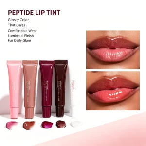 Natural Nude Peptide Lip Tint Mirror Gloss Moist Lip Balm Clear Layering Gloss Daily Wear Lip Makeup 5 Shades