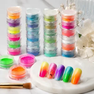 Neon Fluorescent Nail Powder Set for UV Gel Manicure