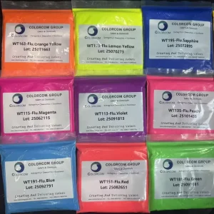 Neon Fluorescent Pigment for Low Temperature Plastics with Pink Rose Red Orange Yellow Lemon Green Blue 12 Fluorescent Colors