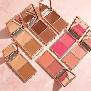 New Arrivals Gold 10 Shades 2 in 1 Blush Palette Private Label Gold Cream Powder Blush Matte&Dewy Finish Make up Sensitive Skin