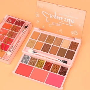 New Design 12Color Eye Shadow Palette Kit Vegan Glitter Shimmer Multi use Blush Eyeshadow Makeup Palette
