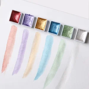 New Portable Pearlescent Solid Watercolor Paint Custom Logo Gouache Pigments Gouache Watercolor Paint Set With Paint Brush