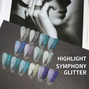 [ Newest] Bojun FC Highlight Symphony Shining Glitter 1 256 1 360 Fine Iridescent Easy Applying Nail Powder Cosmetic Grade