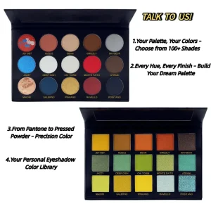 No Logo High Pigment Vegan Cruelty Free Waterproof Metallic 15 Color Eye Shadow Palette Shimmer Matte Glitter Makeup