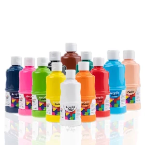 Non-Toxic Large-Bottle Acrylic Paint for DIY Canvas, Rock, and Wood Painting