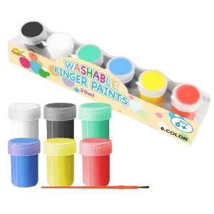 Non Toxic Safe Acrylic Colour Painting for Children Kids 6 Colors Drawing 20ml Washable Finger Painting Set