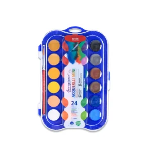 Non-Toxic Solid Cake Watercolor Paint Set with Brush, Portable Travel Case