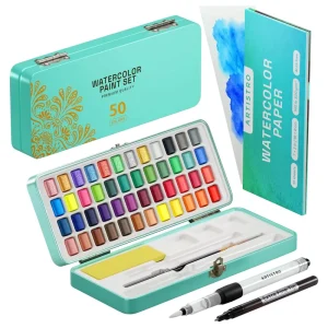 Non-Toxic Solid Watercolor Paint Set with Iron Box, 50, 72, 90, 100, or 128 Colors