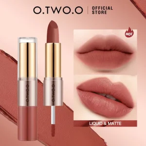 O.TWO.O High Pigment Soft Silky Velvet Finish Lightweight Vegan Cruelty Free 2 in 1 Matte Lipstick & Liquid Lipstick Makeup