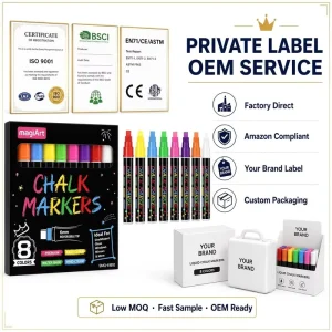 OEM 10mm Liquid Chalk Marker, Erasable Neon Chalkboard Pen, Private Label Supplier