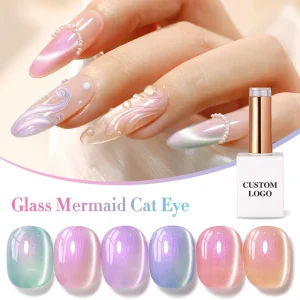 OEM 12 Color Glass Mermaid Cat Eye Gel Polish Private Label Jelly Gel Polish Set Cat Eye Gel Nail Polish Custom Logo