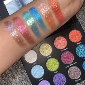 OEM 26mm Duo Chrome Monochrome Pressed Eyeshadow Palette 12 Colors DIY Metallic Eyeshadow Pans Powder Form