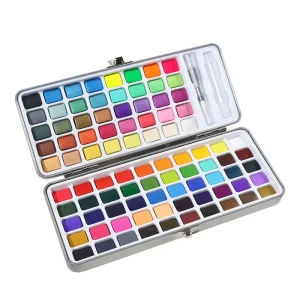 OEM Custom 90 Colors Paint Pan Set Watercolor Brush Palette Cake Kit Solid Watercolor Paint Set for Beginner