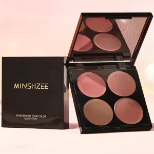 OEM Customizable 4 Color Makeup Blush Palette Vegan Contour Eyeshadow 2 in 1