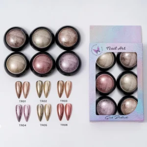 OEM Customizable 6-Color Set Metallic Mirror Chrome Pigment Nail Powder