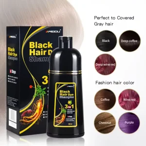 OEM Herbal 500ml 3 in 1 Paint Ginger Plant Bubble Covers Gray Hair Meidu Professional Natural Black Dye Hair Color Shampoo