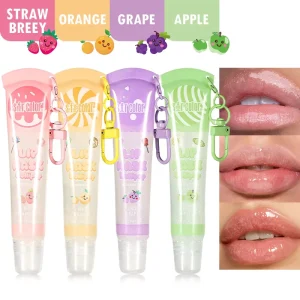 OEM ODM 4 Color Fruit Flavor Custom Make up Lip Gloss Tubes S.f.r Color Lip Plumper Gloss Extreme Volume Sparkling Lip Gloss