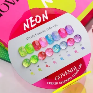 OEM ODM 8 Color High Pigment Glitter Neon Gel Polish Set Private Label Fluorescence Neon Gel Nail Polish Custom Logo