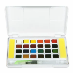 OEM ODM Supplies Custom 24 Colors Water Color Paints Brush Palette Set Solid Watercolor Paint Set for Professional Artist