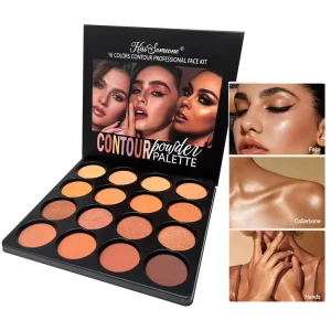 Oil-Control Pressed Powder Contour Palette 16 Colors for Deep Skin Tones
