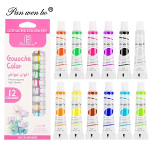 Panwenbo 12 X 9ml (0.3 Oz) Colors Art Gouache Paint Non toxic DIY Rich Pigment Gouache Paint Tube Set for Students Beginners