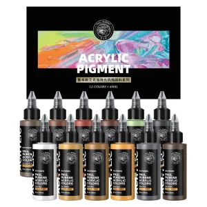 Pearlescent Acrylic Paint Set 12 Colors 60ml for Paper Painting Non-Toxic