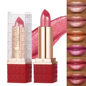 Pearlescent Colorful Lipstick 6 Colors Moisturizing Waterproof Long Lasting Fine Flash Lip Glaze Good Color Lasting
