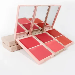 Pink Eyeshadow Blush Palette Vegan Long Lasting Custom Powder and Cream Make up Highlighter Blush Private Label