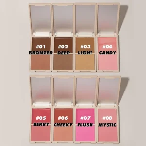 Pink Eyeshadow Blush Vegan Long Lasting Custom Powder Cream Make up Highlighter and Blush Palette Private Label