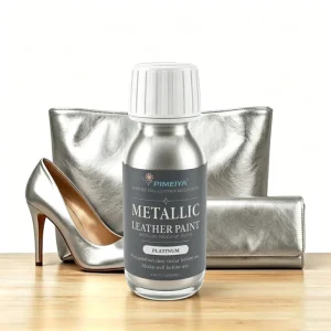 Platinum Metallic Leather Paint with Shimmer Finish for Leather Craft, Shoes, Belts, and Bags, Scratch-Resistant, Fast-Drying