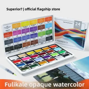 Portable 12-Color Metallic Solid Watercolor Paint Set for Beginners and Hobbyists