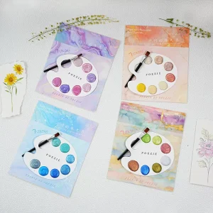 Portable Pearlescent Solid Watercolor Pigment Set, 3ml