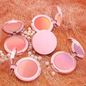Premium matte blush high pigment pink gradient nude makeup two color gradient powder blush for fair skin