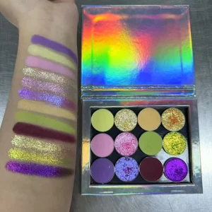 Pressed 12 Custom Pigment Matte Shimmer Multichrome Duochrome Shades Eyeshadow Palette