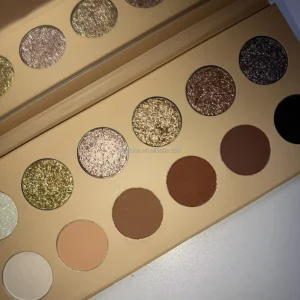 Private Label 12 Colors Nude Eyeshadow Palette Golden Bronze Champagne Creamy Metallic Eyeshadow