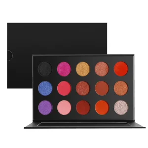 Private Label 15 Color Mineral Eyeshadow Palette with Glitter Powder High Pigment for Ladies Makeup