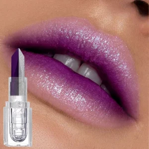 Private Label 2 in 1 Double Color Changing Pearlescent Glitter Moisturizing Warm Feel Non-stick Matte Lipstick