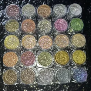 Private Label 34 Color Silver Glitter Sparkle Eyeshadow Pigment Loose Diamond Metallic Pearl Pigments Powder Custom Cosmetic