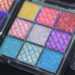 Private Label 9 Colors Multichrome Eyeshadow Palette High Pigment Long Lasting Metallic Glitter Pressed Chameleon Eyeshadow