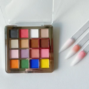 Private Label Acrylic Powder Bulk 16 Color Palette Set Gradient Compressed Pressed Pastel Pigment