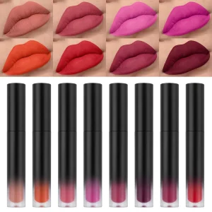 Private Label Black Matte Tube Liquid Lipstick 30+ Shades Waterproof Long Lasting High Pigmented Quick Dry Non stick Cup