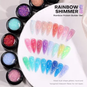 Private Label Rainbow Magnet French Protein Nail Extension Gel Set 15ml HEMA Free Solid Hard Gel