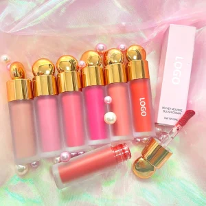 Private Label Soft Peach Liquid Blush, High Pigment Waterproof Vegan Makeup