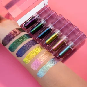 Private Label Super Bling Luminous Metallic Shimmer 10 Colors Chrome Liquid Multichrome Chameleon Eyeshadow Dark Waterproof