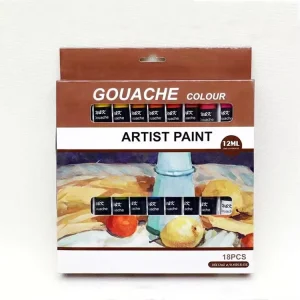 Professional 18 Colors Custom Gouache Paint Set for Canvas Paper & Glass 12ml Tubes